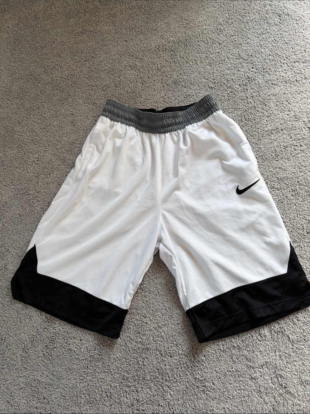 Nike Men’s White Athletic Shorts with Black Trim